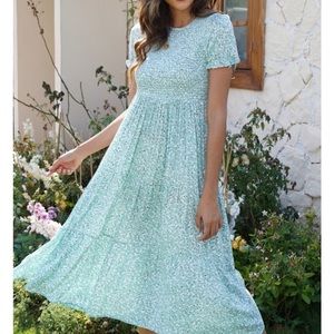 Pettellush Womens dress. Size Small. Light green turquoise color. Midi length.